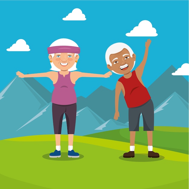 Abuelos con ropa deportiva