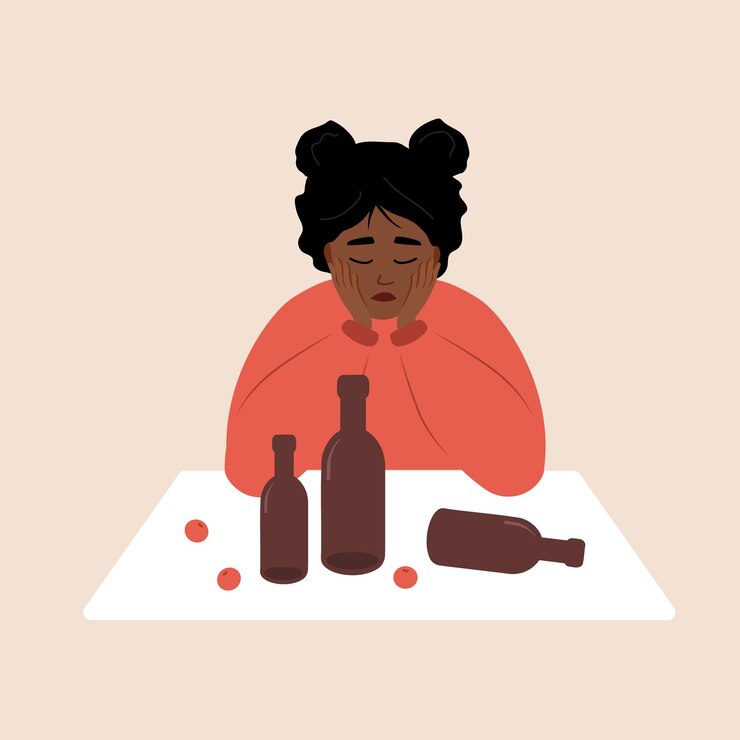 Vector abuso de alcohol concepto de bebidas alcohólicas
