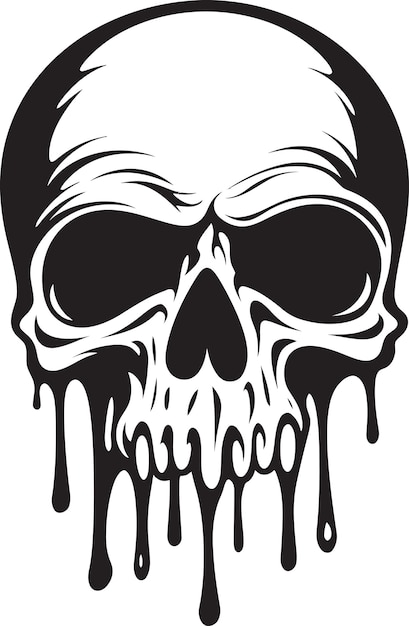 Vector abyssal amalgam vector slime con black skull obsidian ooze melting slime skull icon design