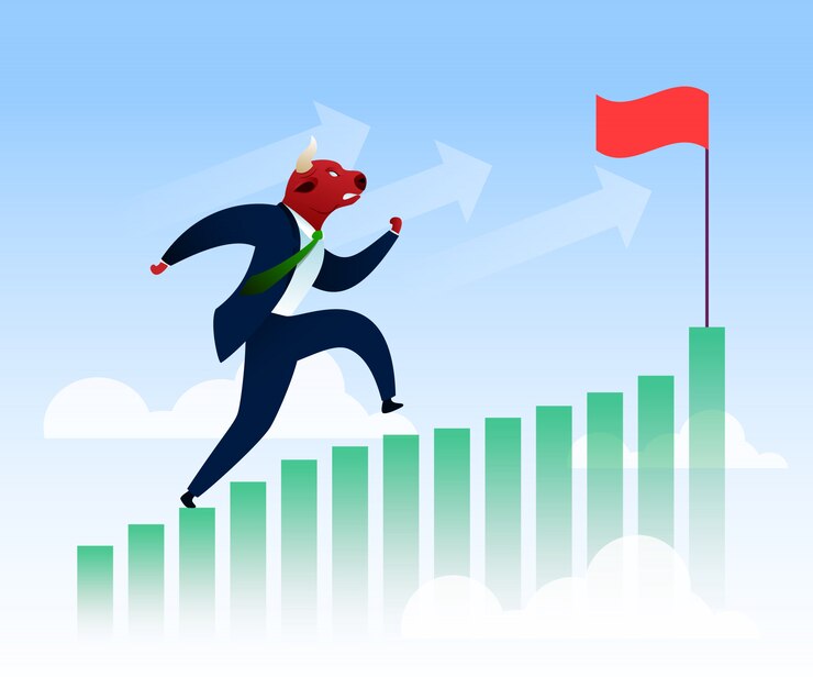 Vector acabado del diagrama gráfico de strong trader bull market