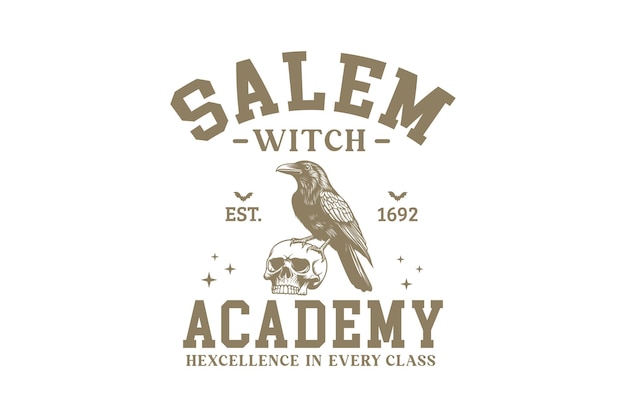 Academia de brujas de Salem Vintage Halloween Universidad diseño de camisetas SVG