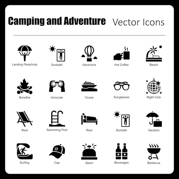 Vector acampada y aventura.