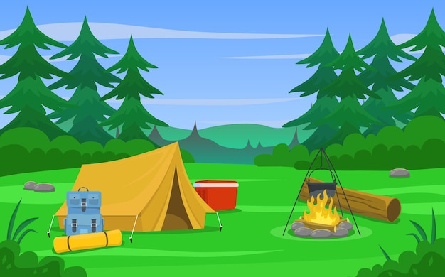 Acampar en la naturaleza Descansar en el bosque con una tienda Cocinar comida en el fuego Accesorios para viajar
