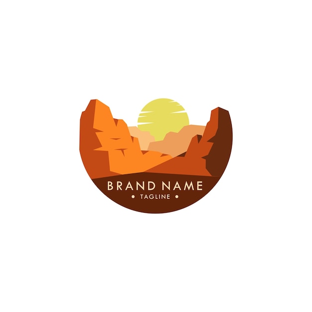 Acantilado paisaje vector ilustración logo