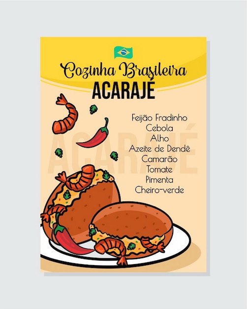 Vector acaraje comida brasileña bahia baiano baiana