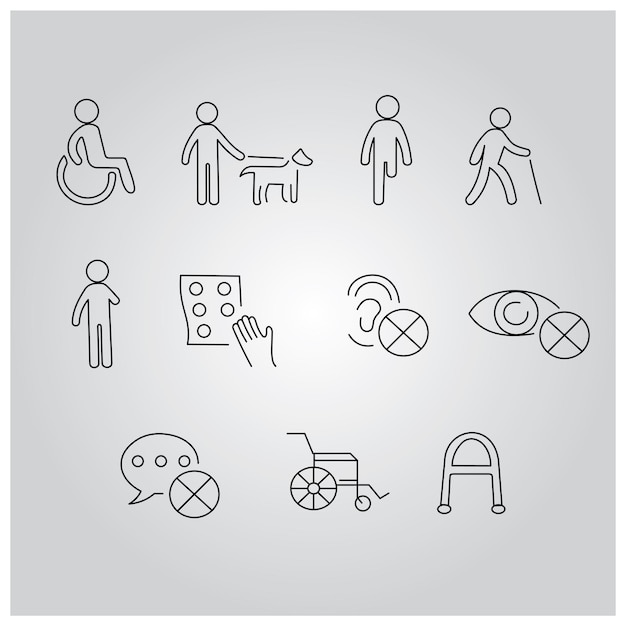accesibilidad y personas con discapacidad iconos y señales