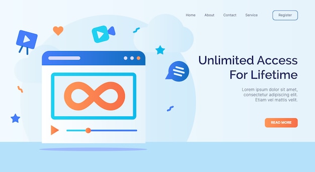 Acceso ilimitado de por vida para la plantilla de página de inicio de la página de inicio del sitio web de la campaña con un diseño moderno de estilo plano a todo color