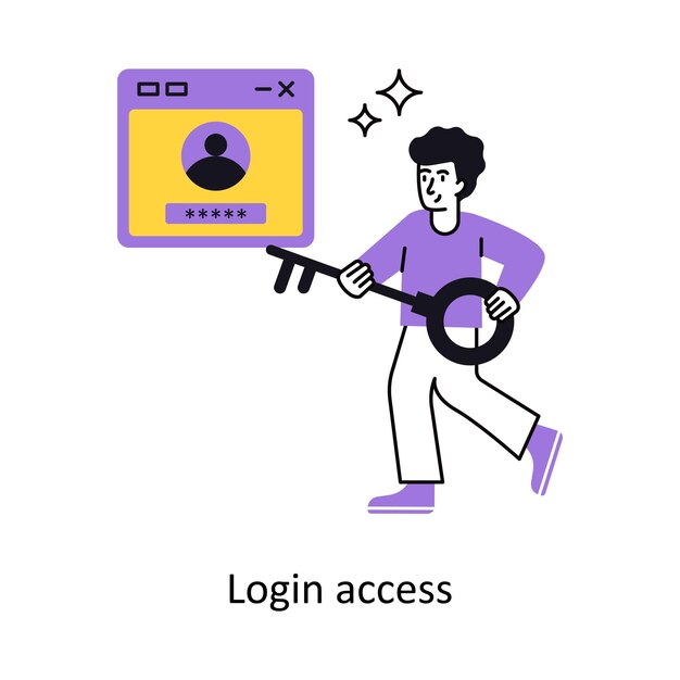 Acceso de inicio de sesión Ilustración vectorial de concepto aislada en fondo blanco