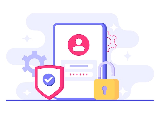 Acceso seguro con contraseña plantilla de ilustración vectorial plana información privacidad protección de la cuenta