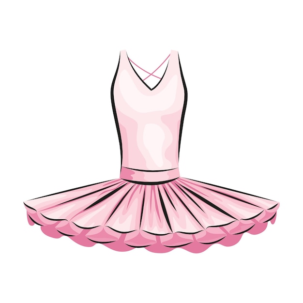 Vector accesorio de ballet. vestido de ballet rosa o falda tutú. objeto de estilo boceto dibujado a mano vectorial.