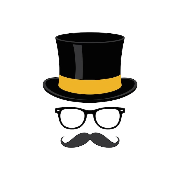 Accesorios para caballeros, sombrero de tapa, gafas y bigote.