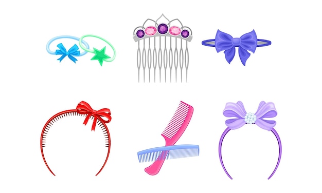 Vector accesorios para el cabello de plástico con peine y clips de cabello