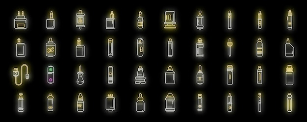 Accesorios para cigarrillos Iconos de neón vectorial