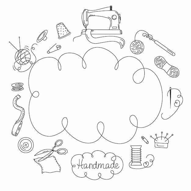 Vector accesorios de costura doodle style1