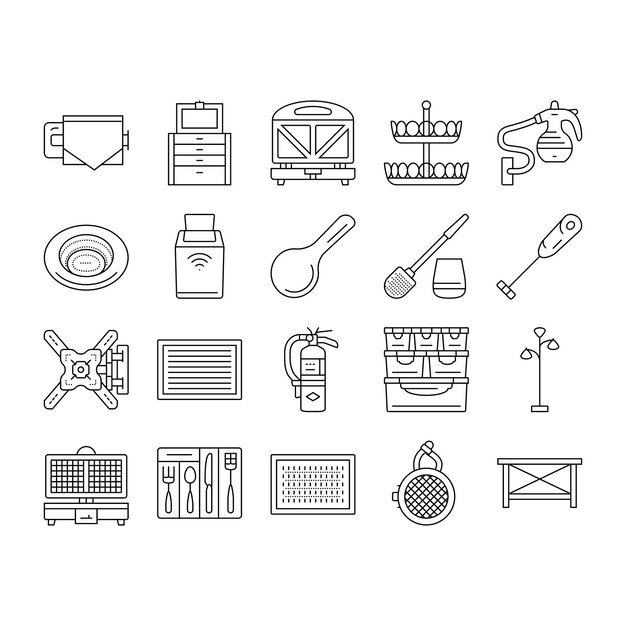 Accesorios para el interior del hogar Iconos de diseño Vector de conjunto