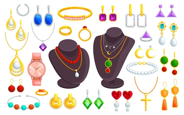 Accesorios de joyería de dibujos animados Joyería presente collar elegante relojes caros moda pendientes de oro anillo perlas joyas glamour
