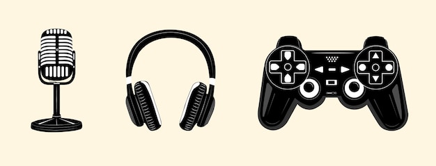 Accesorios para juegos elementos de transmisión de juegos auriculares vectoriales colección de micrófonos de joystick