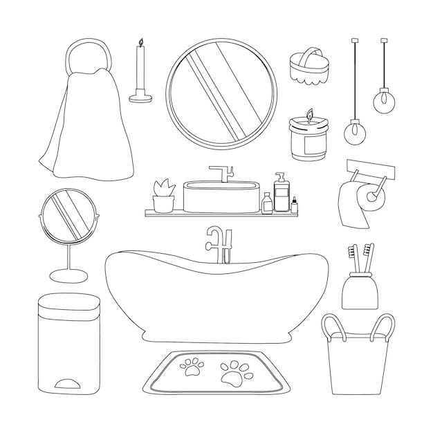 Accesorios y muebles de baño forrados Elemento de baño toalla vela aromática cepillo exfoliante espejo de baño cepillo de dientes papel higiénico