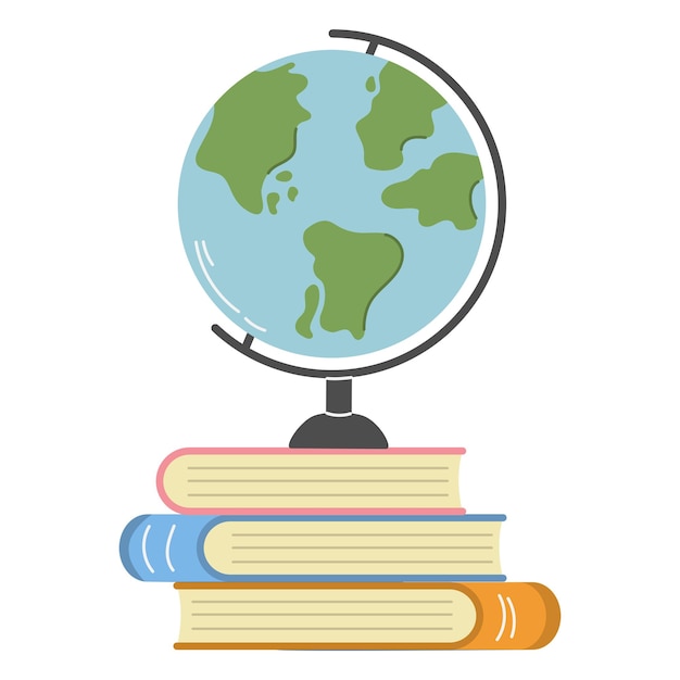Accesorios de papelería con libros y globo terráqueo Concepto de aprendizaje y lectura de vuelta a la escuela