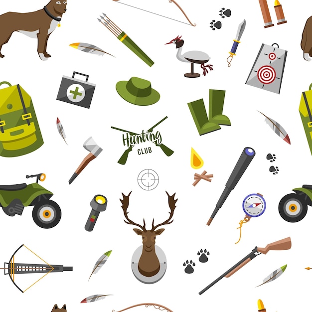 Accesorios de patrones sin fisuras de viaje de campamento y caminata de campamento base elementos de aventura al aire libre turismo grabado dibujado a mano en un viejo boceto mochila de estilo vintage y carpa de linterna y ciervo y pistola
