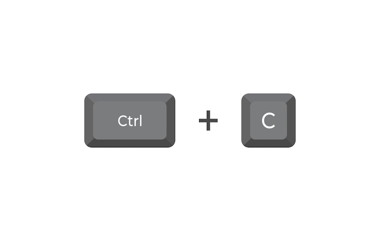 Vector accesos directos de teclado crtl c en estilo isométrico