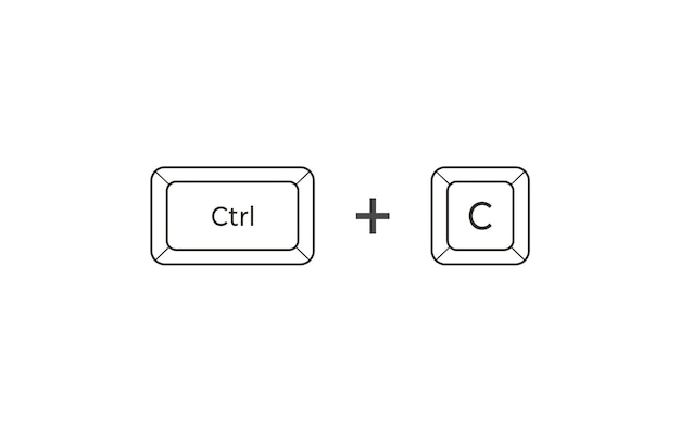 Accesos directos de teclado Crtl C en estilo plano