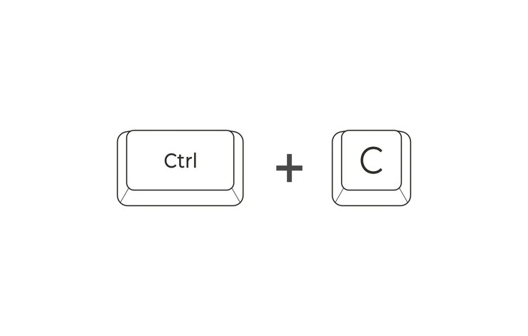 Vector accesos directos de teclado crtl c en estilo plano