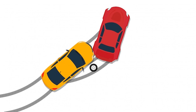 Accidente automovilístico vista superior seguro ilustración.