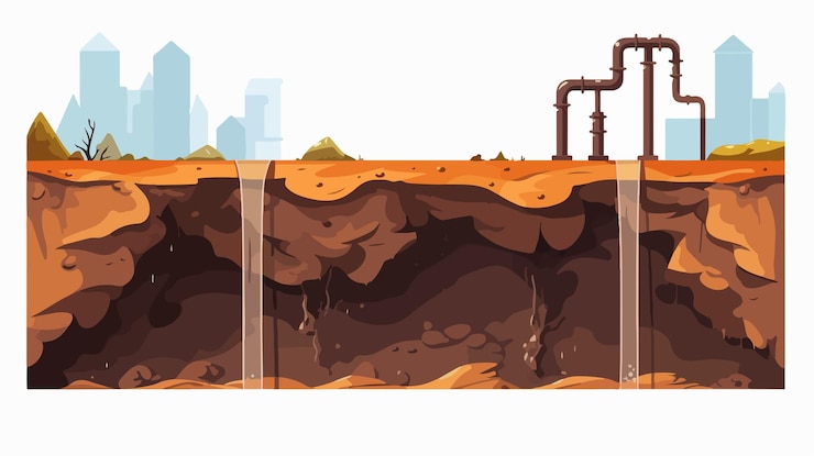 Vector accidente de tuberías subterráneas y alcantarillado con mantenimiento de agua