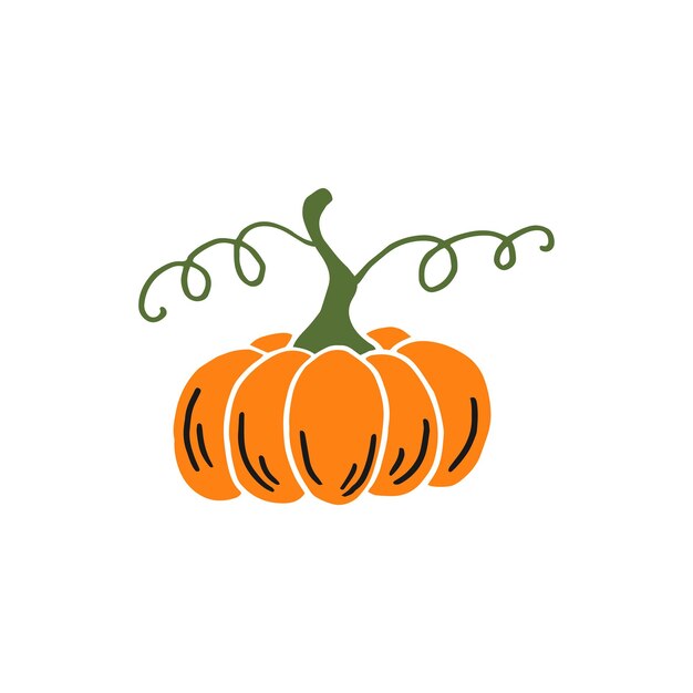 Acción de gracias de calabaza y elementos de Halloween Ilustración vectorial dibujada a mano