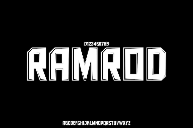 Acción Ramrod Creativo Vector Guerra Muestra Alfabeto Diseño de fuentes