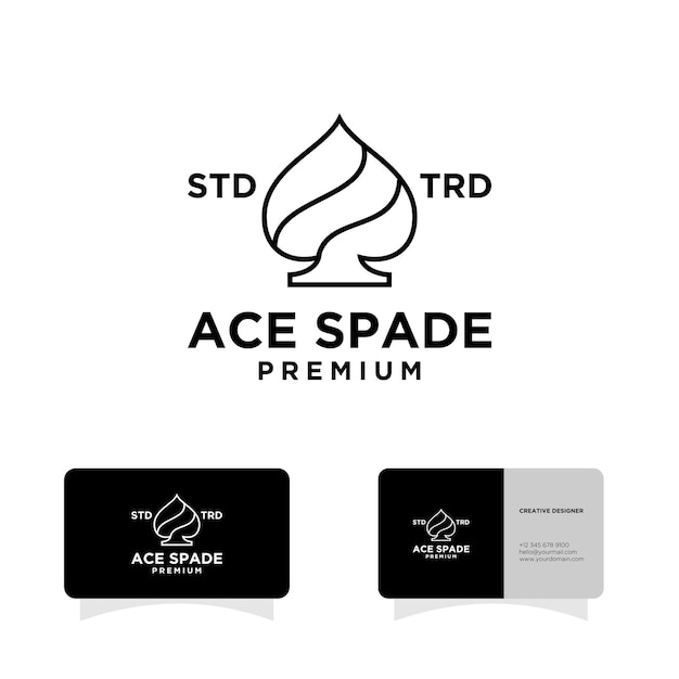 Ace spade Card Black poker game vector logo design