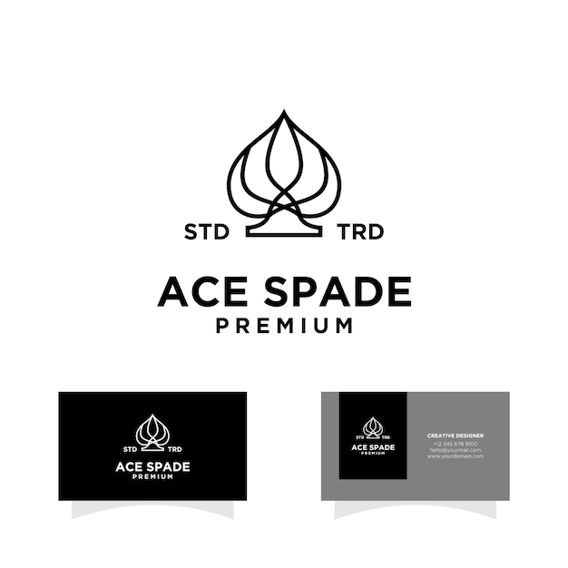 Ace spade Card Black poker game vector logo design