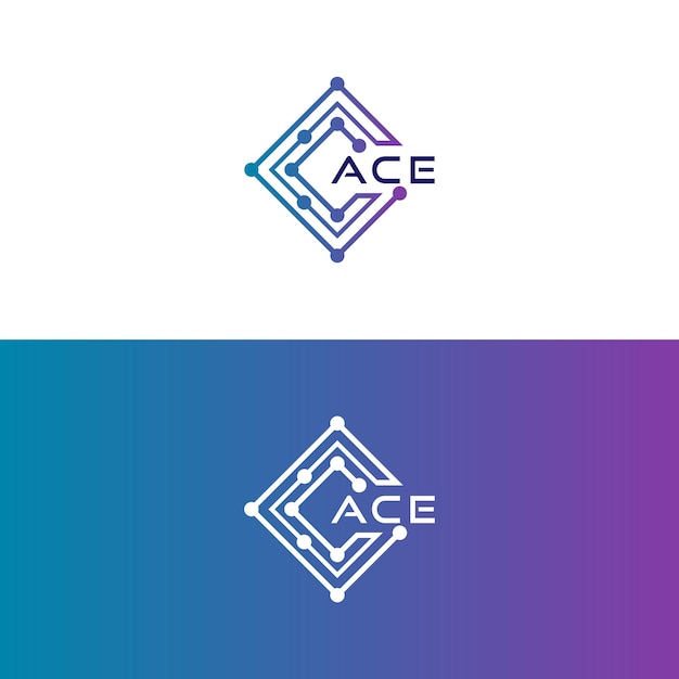 ace tech diseño inicial del logotipo icono para la tecnología Digital Tech negocio ace logotipo tech ace