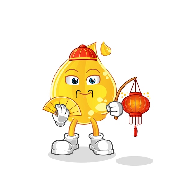aceite chino con ilustración de linternas. vector de caracteres
