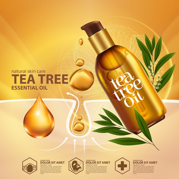 Aceite esencial de hoja de árbol de té cosmético natural para el cuidado de la piel