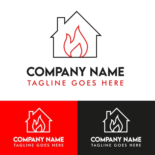 Aceite HVAC, aire acondicionado y calefacción, logotipo, diseño de logotipo de fuego, plantilla de diseño, varios logotipos editables.