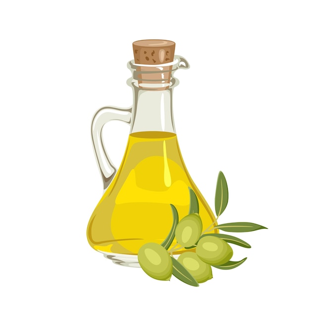 Aceite de oliva en botella de vidrio