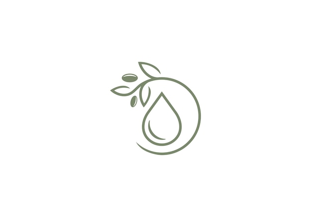aceite de oliva diseño de logotipo hoja naturaleza cuidado de la salud estilo línea arte símbolo icono plantilla