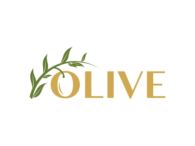 Vector aceite de oliva de moda con ilustración vectorial del logotipo de la rama