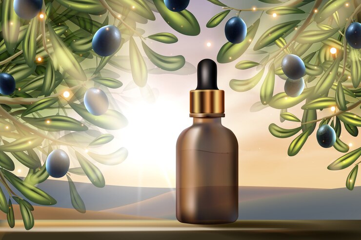 Vector aceite de oliva producto de belleza cosmético d promo design suero tratamiento facial para el cuidado de la piel