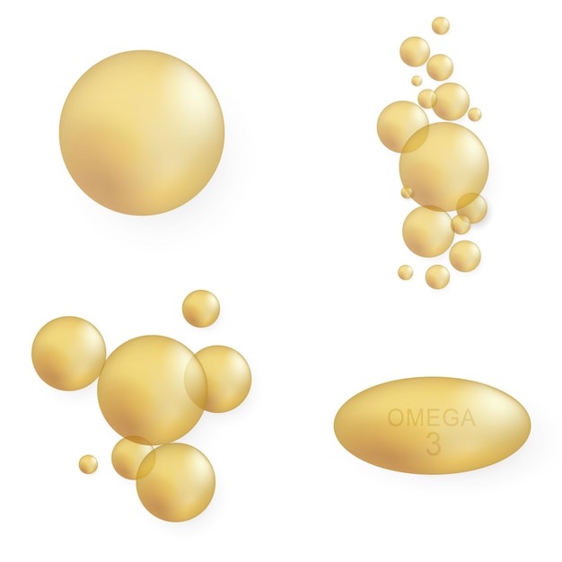 Aceite de pescado botella píldora cápsula softgel nutrición omega 3 composición vitamina deficiencia píldora vector