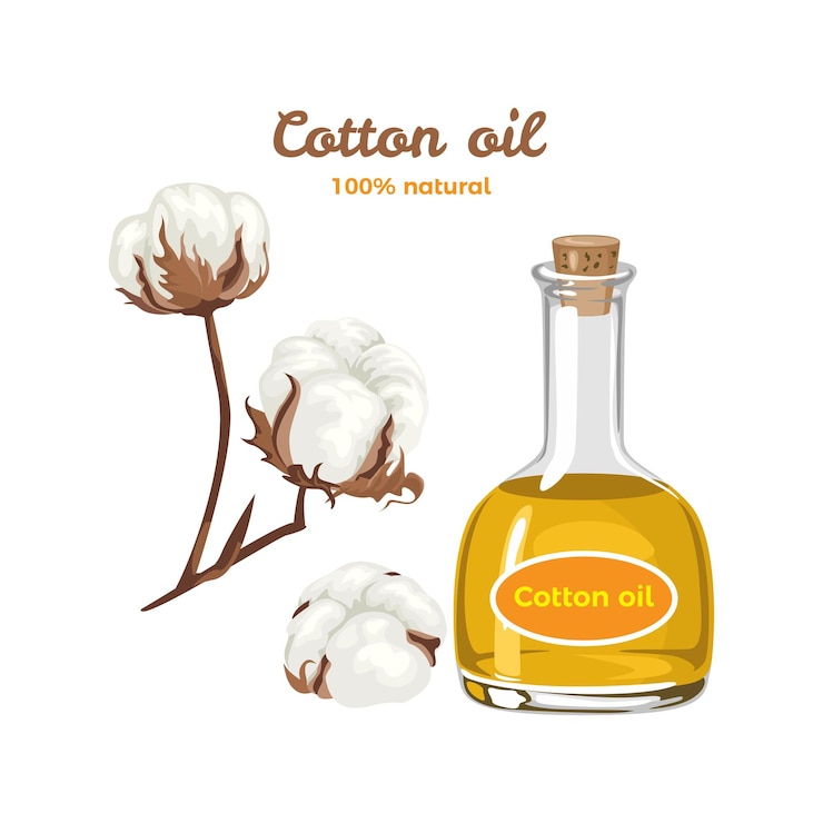 Vector aceite de semilla de algodón botella de vidrio de icono