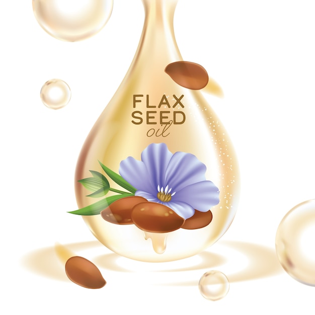 Aceite de semillas de lino con flores