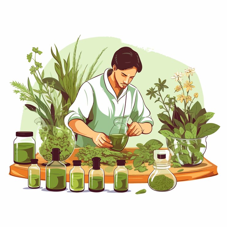 Vector aceites de hierbas medicinas naturales científico o médico