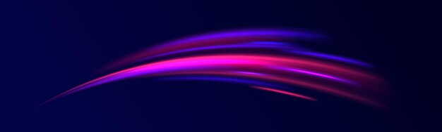 Aceleración Velocidad movimiento en carretera nocturna Rutas de luz coloridas Exposición de largo tiempo Movimiento borroso