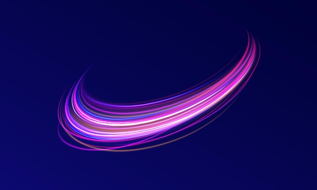 Aceleración Velocidad movimiento en carretera nocturna Rutas de luz coloridas Exposición de largo tiempo Movimiento borroso