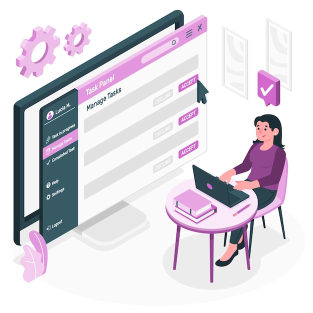 Aceptar la ilustración del concepto de tareas