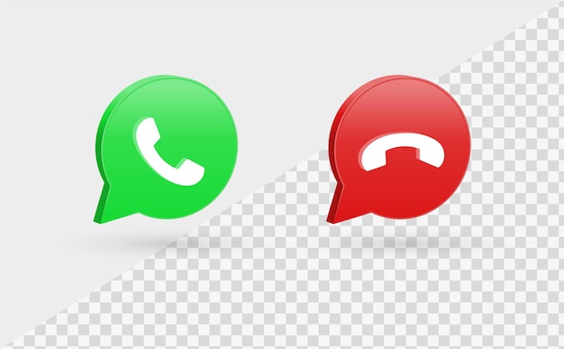 Aceptar y rechazar el icono de llamada en el bocadillo de diálogo 3d o Responder y finalizar la llamada en la burbuja de procesamiento