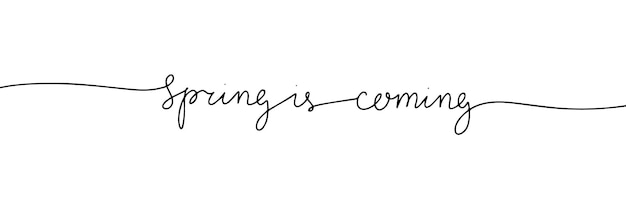 Se acerca la primavera banner de texto continuo de una línea Banner de texto de primavera de escritura frase corta
